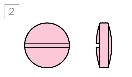 Таблетка круглая выпуклая с делением на 2 части 