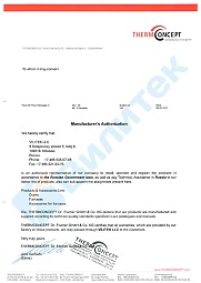 Письмо об авторизации Вилитек как дистрибьютора печей компании Thermconcept